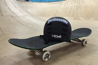 helmet on a skateboard
