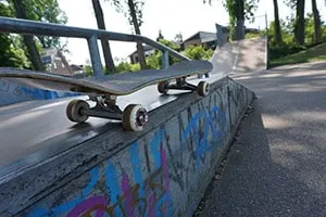 Street setup skateboard in a skate park